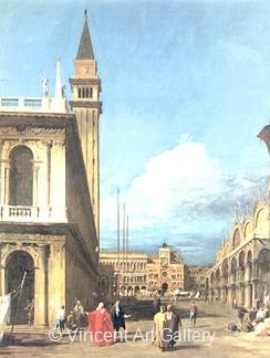 Piazetta towards the Torre dell' Orologio by   Canaletto