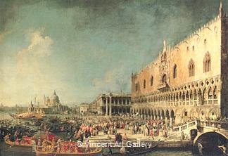Arrival of the French Ambassador at the Doge's Palace by   Canaletto