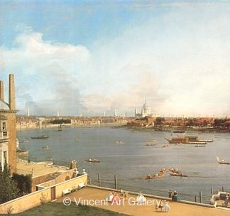 The Thames and the City of London from Richmond House by   Canaletto