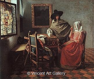 Girl drinking with a Gentleman by Johannes  Vermeer