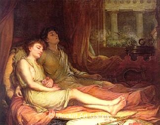 Sleep and his Half-Brother by J.W.  Waterhouse