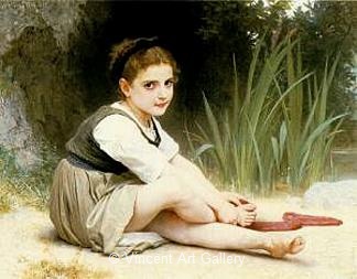 By the Edge of a Stream by W.A.  Bouguereau