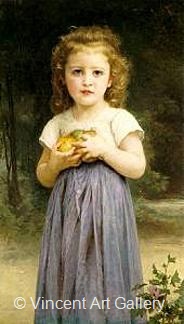 Little Girl holding Appels by W.A.  Bouguereau