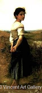 Th Young Shepherdess by W.A.  Bouguereau