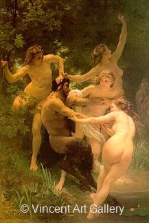 Nymphs & Satyr by W.A.  Bouguereau