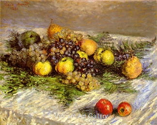 Still Life: Pears and Grapes by Claude  Monet