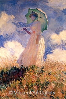 Woman with a Parasol (left) by Claude  Monet