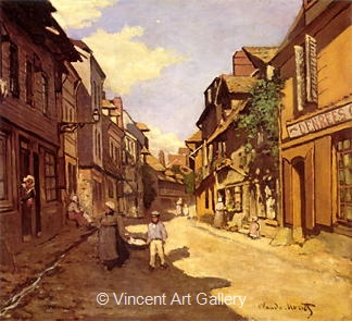 Village Street in Normandie near Honfleur by Claude  Monet