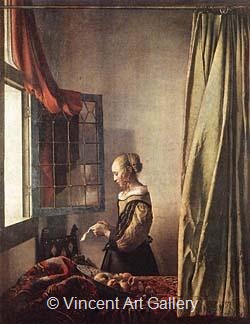 Girl Reading a Letter at an Open Window by Johannes  Vermeer