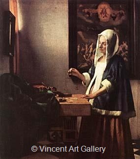 Woman Holding a Balance by Johannes  Vermeer