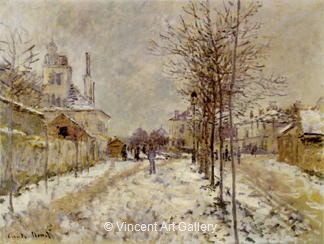 Boulevard de Pontoise in Argenteuil covered with snow by Claude  Monet