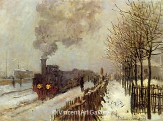 The Train in the snow, the Locomotive by Claude  Monet