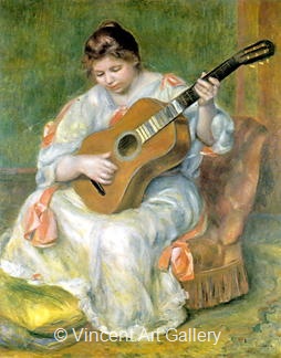 Woman playing the Guitar by Pierre-Auguste  Renoir