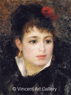 Head of a Woman with a Rose by Pierre-Auguste  Renoir