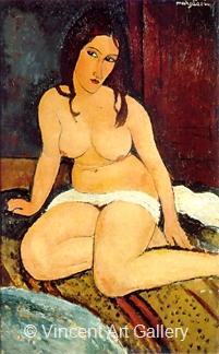 Sitting Nude by Amedeo  Modigliani