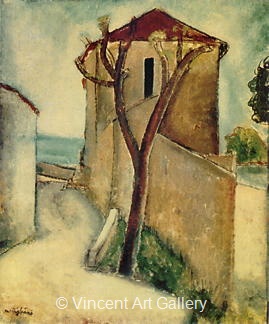 Tree and Houses by Amedeo  Modigliani