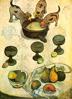 Still Life with Three Puppies by Paul  Gauguin