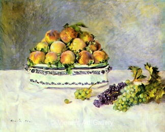 Still Life with Peaches and Grapes by Pierre-Auguste  Renoir