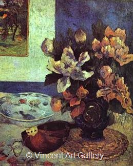 Still Life with Peonies and Mandolin by Paul  Gauguin