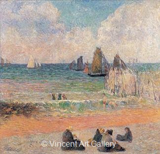 The Beach at Dieppe by Paul  Gauguin