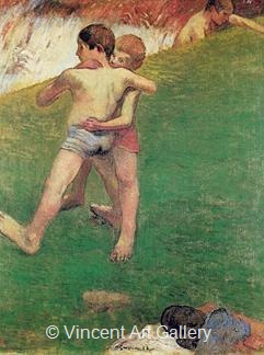 Children Wrestling by Paul  Gauguin