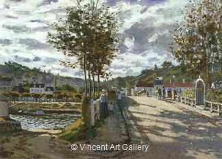 The Old Road Bridge at Bougival by Claude  Monet