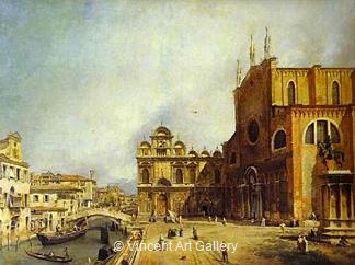 Santi Giovanni e Paolo and the Scuolo di San Marco by   Canaletto
