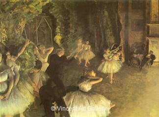 Rehearsel of Ballet on the Stage by Edgar  Degas