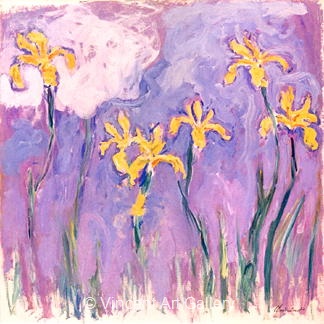 Yellow Iris with Pink Cloud by Claude  Monet