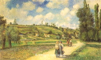 Landscape near Pontoise, the Auvers Road by Camille  Pissarro