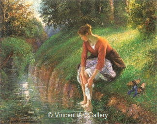 The Foot Bath by Camille  Pissarro