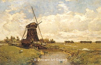 Watermill 'De Leidsche Dam' near The Hague by Paul J.C.  Gabriel
