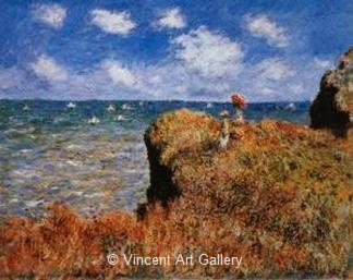 Walk on the Cliff at Pourville by Claude  Monet
