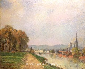 View of Rouen (Cours-la-Reine) by Camille  Pissarro