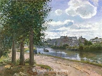 Pontoise, Banks of the Oise by Camille  Pissarro