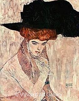 The Black Feather Hat by Gustav  Klimt