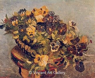 Tambourine with Pansies by Vincent van Gogh