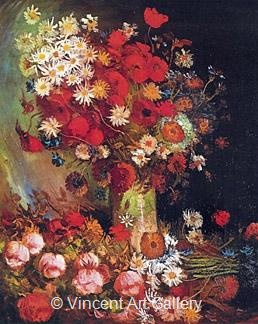 Vase with Poppies, Cornflowers, Peonies and Chrysanthemums by Vincent van Gogh