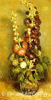 Vase with Hollyhocks by Vincent van Gogh