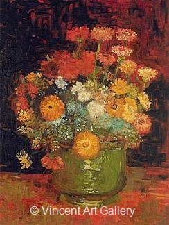 Vase with Zinnias by Vincent van Gogh