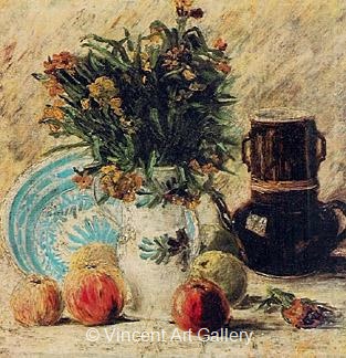 Vase with Flowers, Coffeepot and Fruit by Vincent van Gogh