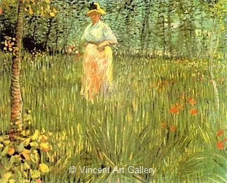 A Woman walking in a Garden by Vincent van Gogh