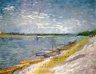 View of a River with Rowing Boats by Vincent van Gogh