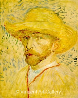 Self-Portrait with Straw Hat by Vincent van Gogh