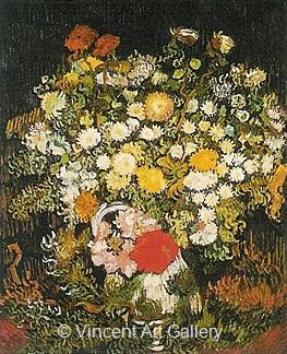 Chrysanthemums and Wild Flowers in a Vase by Vincent van Gogh