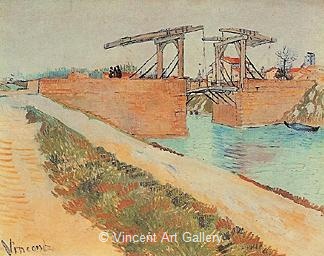 The Langlois Bridge at Arles with Road Alongside the Canal by Vincent van Gogh