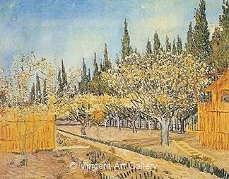 Orchard in Blossom, Bordered by Cypresses by Vincent van Gogh