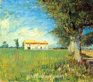 Farmhouse in a Wheat Field by Vincent van Gogh