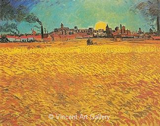 Sunset: Wheat Field Near Arles by Vincent van Gogh