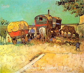 Encampment of Gypsies with Caravans by Vincent van Gogh
